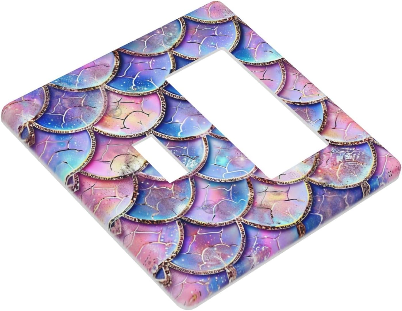Decorative Outlet Covers Cute Pink Purple Mermaid Scales 2 Gang 1 Gang Wall Plate Cover Single Toggle Rocker Combo Light Switch Cover Plate Face Plate for Bedroom Home Decor