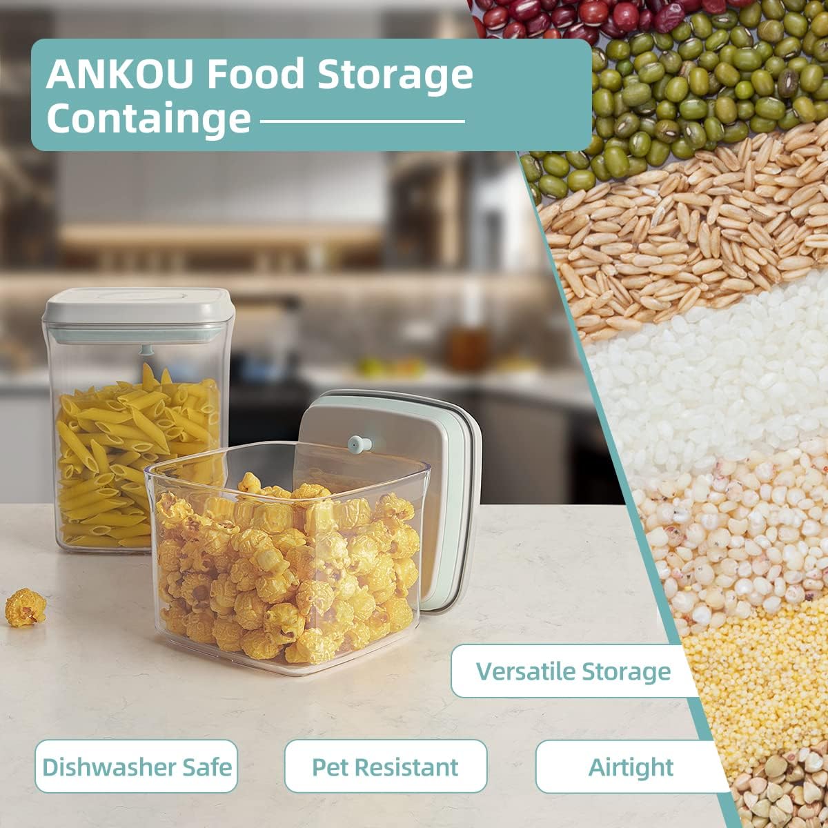 Ankou Airtight Container Set - (380ml 4 Pcs) Stackable One Button Openning Food Containers for