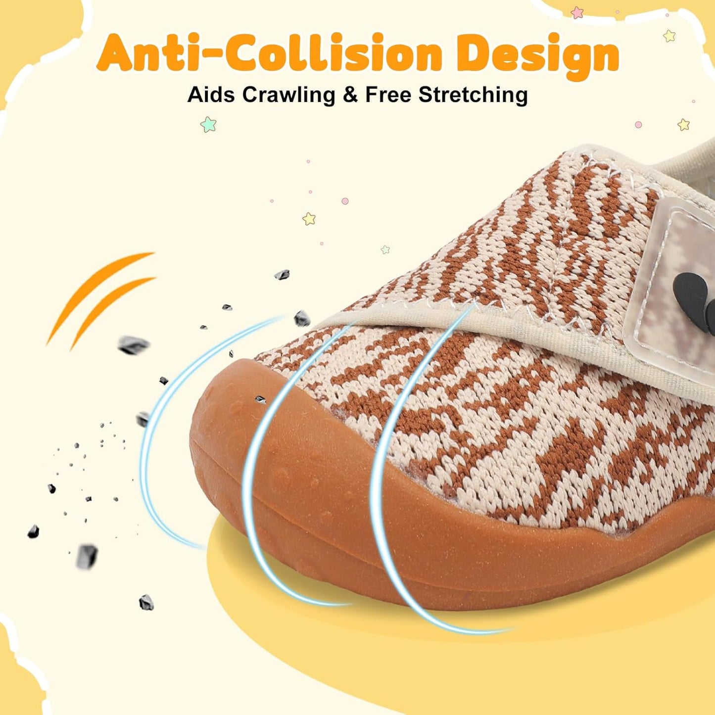 FEETCITY Baby First Walking Shoes Wide Baby Shoes Infant Sneakers Newborn Crib Shoe Barefoot Lightweight Slip On Shoe