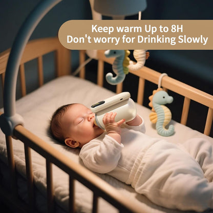 Portable Bottle Warmer, Travel-Friendly, Leak-Proof, Precise Temp-Control & LCD Display, Long