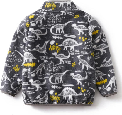 Kids Printed Polar Fleece Jacket Toddler Baby Boys Girls Autumn Winter Warm Sherpa Lining Outerwear Soft Lightweight