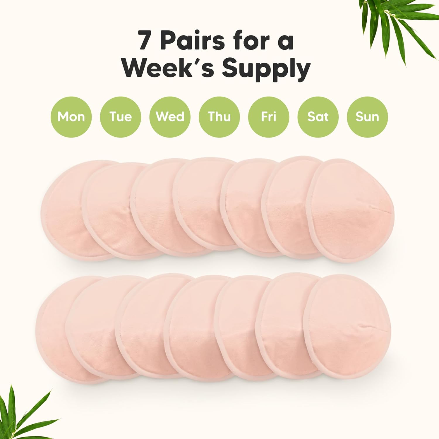 Organic Nursing Pads - 14 Washable Viscose Derived from Bamboo Breastfeeding Pads, Wash Bag