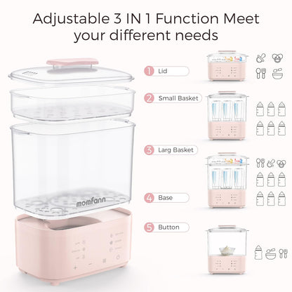 Bottle Sterilizer and Dryer, All-in-One Electric Steam Sterilizer Bottle Sanitizer for Baby