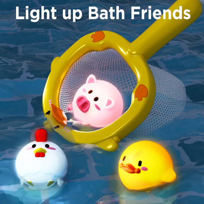 iPlay, iLearn Baby Duck Bath Toy, Toddler Bathtub Suction Water Spinner Gear, Kid Shower Fishing
