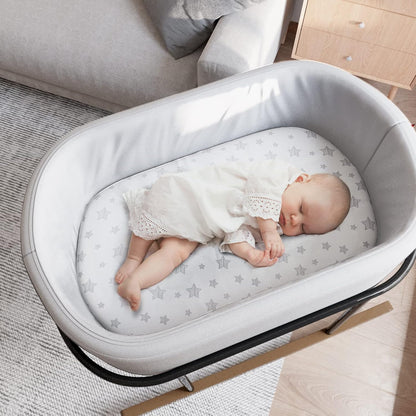 Bassinet Sheets Set 4 Pack for Baby Boy or Girl, Universal Fit for Oval, Hourglass and Rectangular