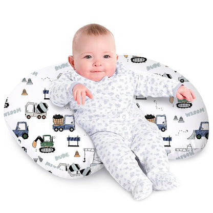 Little Grape Land Nursing Pillow for Infants, Breastfeeding Pillows, Baby Support Pillow for Nursing, Bottle Feeding, Tummy Time with Machine Washable Cover & Breathable Filling (Construction Truck)
