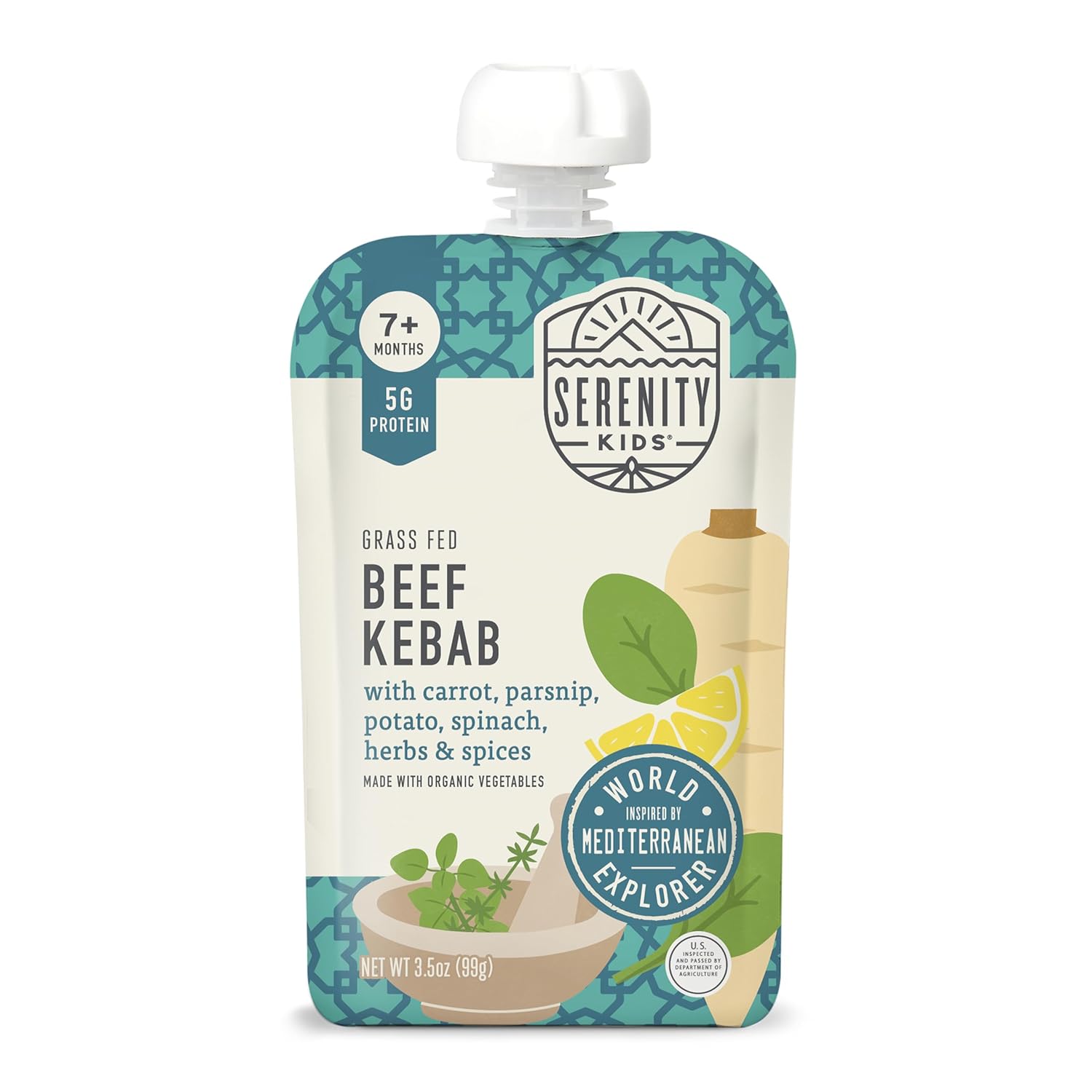 Serenity Kids 7+ Months World Explorers Baby Food Pouches Puree Made with Ethically Sourced Meats &