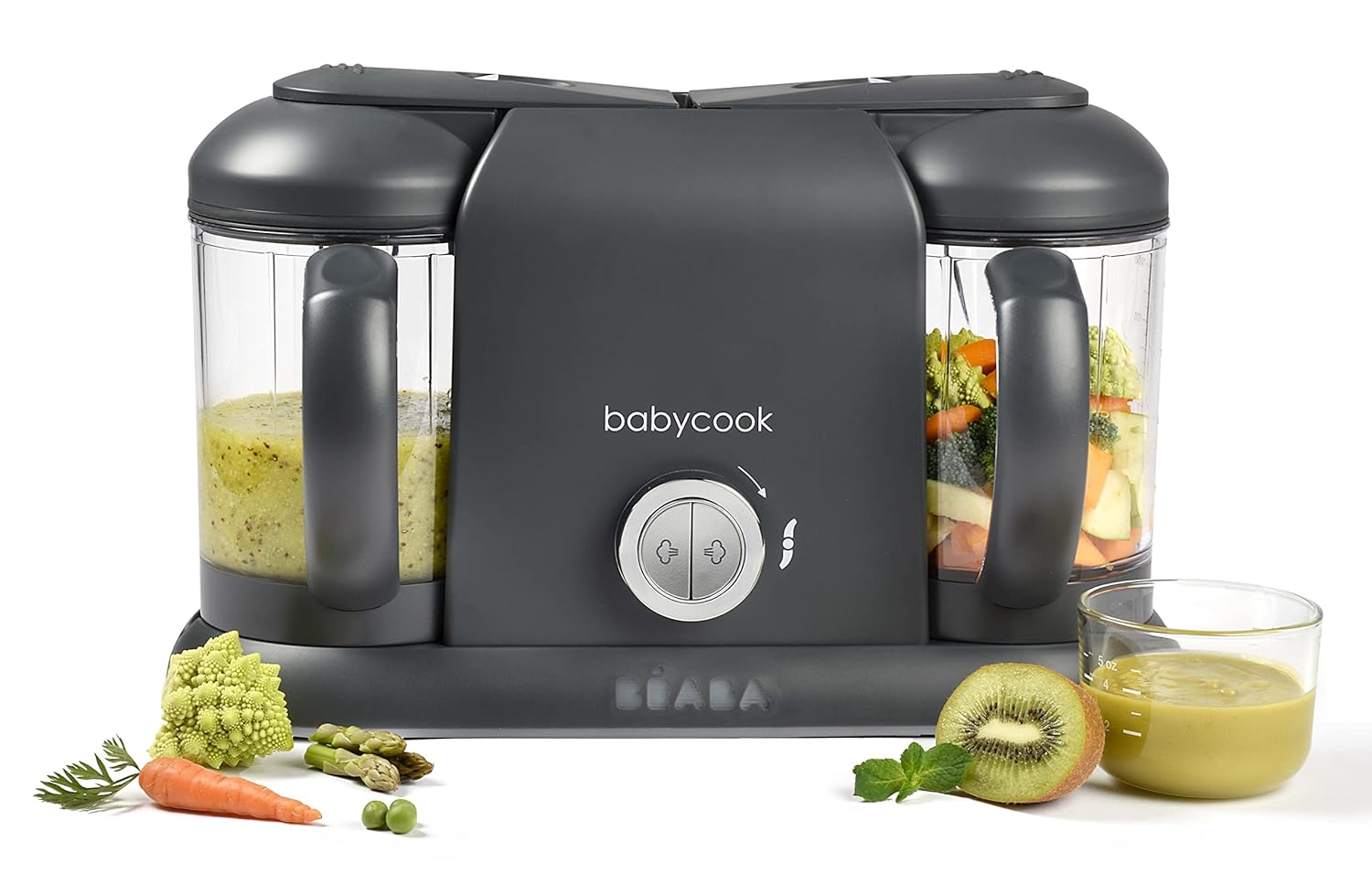 BEABA Babycook Duo 4 in 1 Baby Food Maker, Puree Steamer and Blender for Purees, Grinder with Auto