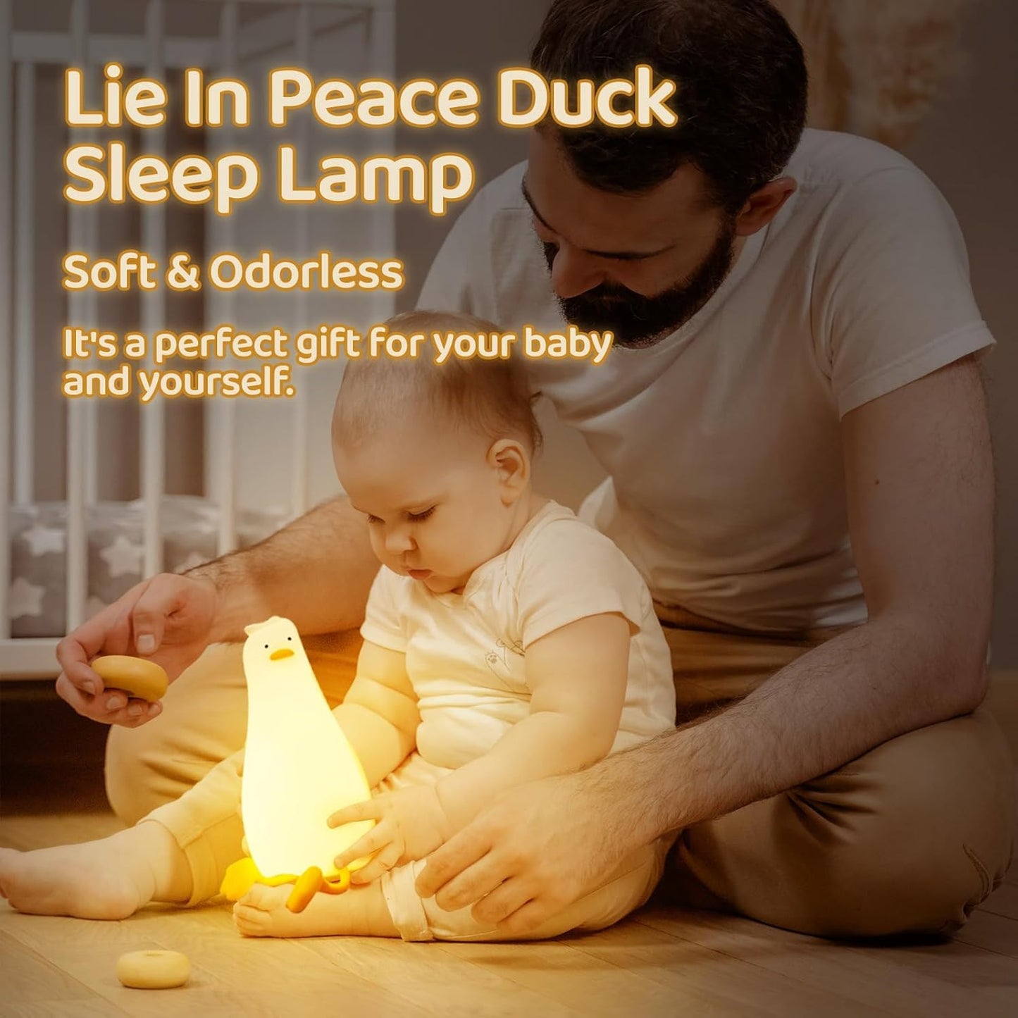 Existential Crisis Duck Lamp - 3-Level Dimmable Rechargeable Night Light for Kids Breastfeeding & Nursery | Silicone, Touch Control & Lying Flat Design, Toddler Room Safe (Ducky Lay Lamp)