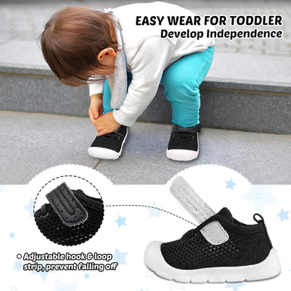 Baby Walking Shoes Toddler Girl Boy Soft Sole Breathable Mesh Slip on Summer Wide Shoes Infant Flexible Lightweight Non-Slip Safer Causal Tennis Shoes Toddler First Walkers Shoes Rubber Soles Outdoor