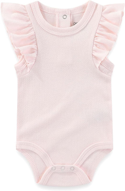 Baby Bodysuit 6 Pack Soft Mixed Ribbed Short Sleeve Romper Infant Boy Girl Clothes Set