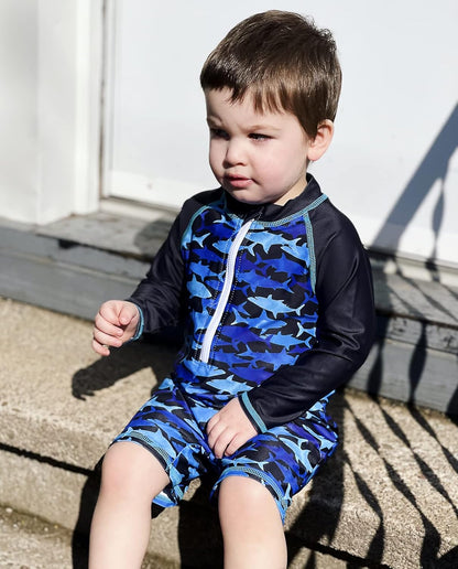 Funnycokid Baby Swimsuit Boy Toddler Bathing Suit Rash Guard UPF 50+ Swimwear 6 Months-4T