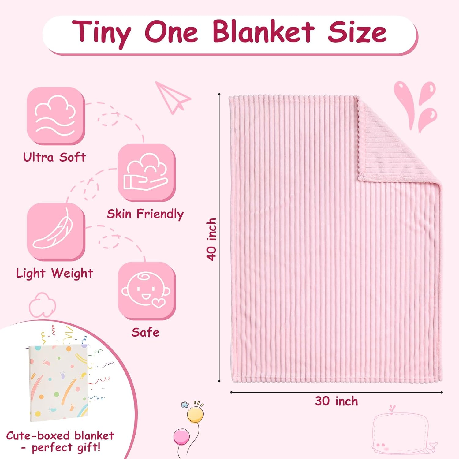 Soft Fleece Baby Blanket Ultra Cozy Pink Baby Blankets for Girls Warm and Lightweight Infant