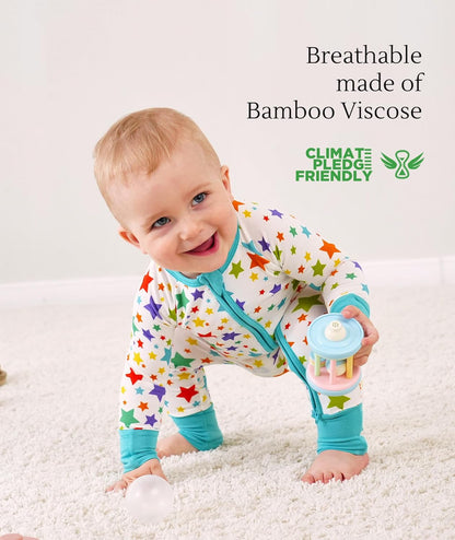 Baby One-Piece Romper Footless Bamboo Viscose Pajamas Sleepers for Baby Boys and Girls