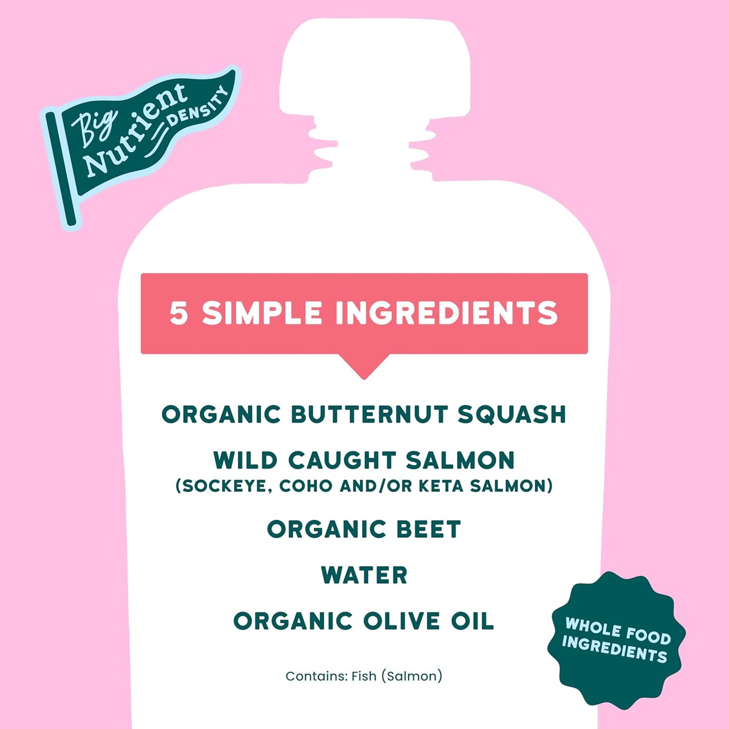 Serenity Kids 6+ Month Salmon Baby Food Pouches - BPA-Free Wild Caught Salmon & Organic Butternut