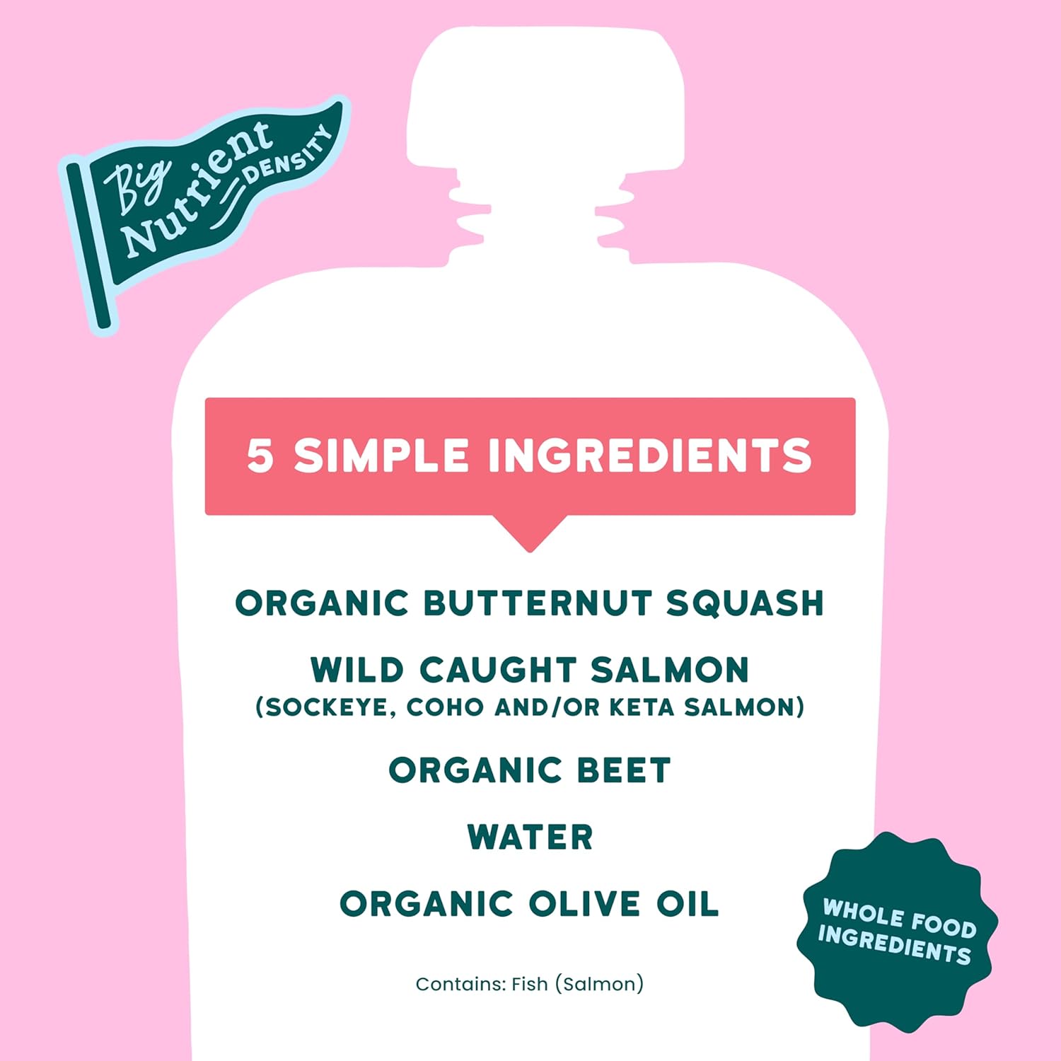 Serenity Kids 6+ Month Salmon Baby Food Pouches - BPA-Free Wild Caught Salmon & Organic Butternut