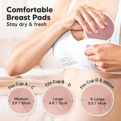 Organic Nursing Pads - 14 Washable Viscose Derived from Bamboo Breastfeeding Pads, Wash Bag