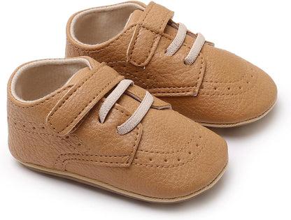 SOFMUO Baby Boys Girls High Top Ankle PU Leather Sneakers Soft Rubber Sole Infant Moccasins Newborn Oxford Loafers Anti-Slip Toddler Wedding Uniform Dress Shoes