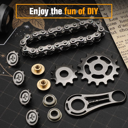 Cool Sprockets Fidget Chain, Hand Roller Toys for Kids Adults, Metal Transformable Sensory Bike