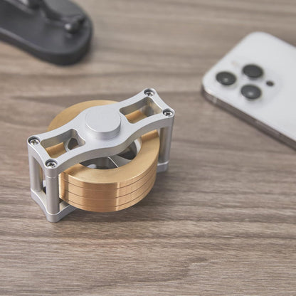 Metal Spinning Top Perpetual Motion Machine Silent Spinners Tech Gyro Desk Toys for Adult with Anxiety Exceed 30 Mins Long Lasting, Stainless Steel Desk Fidget Toy
