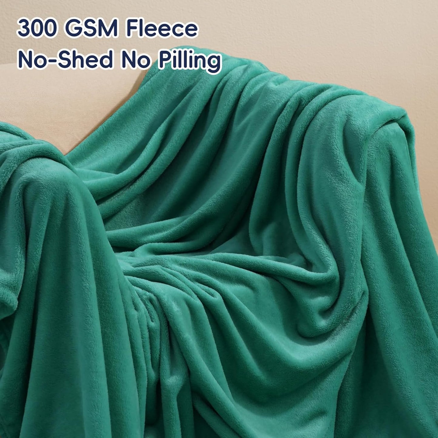 PHF Ultra Soft Fleece Blanket King Size, No Shed No Pilling Luxury Plush Cozy 300GSM Lightweight