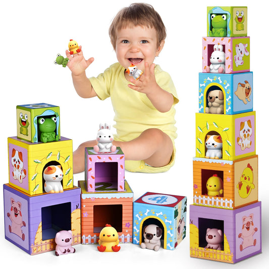 Toddler Farm Animal Sorting and Stacking Toys Gifts for 1-3 Year Olds