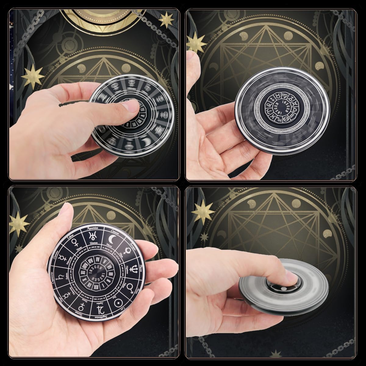 Fidget Toys Fidget Spinners for Kids 7 up Adults, Metal Spinning Spinner Top Toy, Anxiety Toys Stress Relief Reducer, Party Favors for Stuffers Tarot Constellation Spinning Tops Toys (Constellation)
