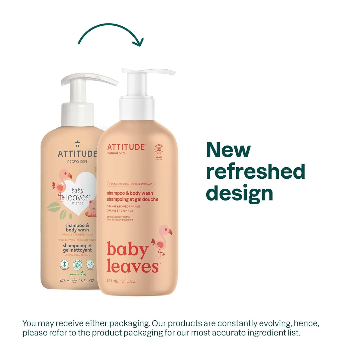ATTITUDE 2-in-1 Shampoo and Body Wash for Baby, EWG Verified, Dermatologically Tested, Vegan