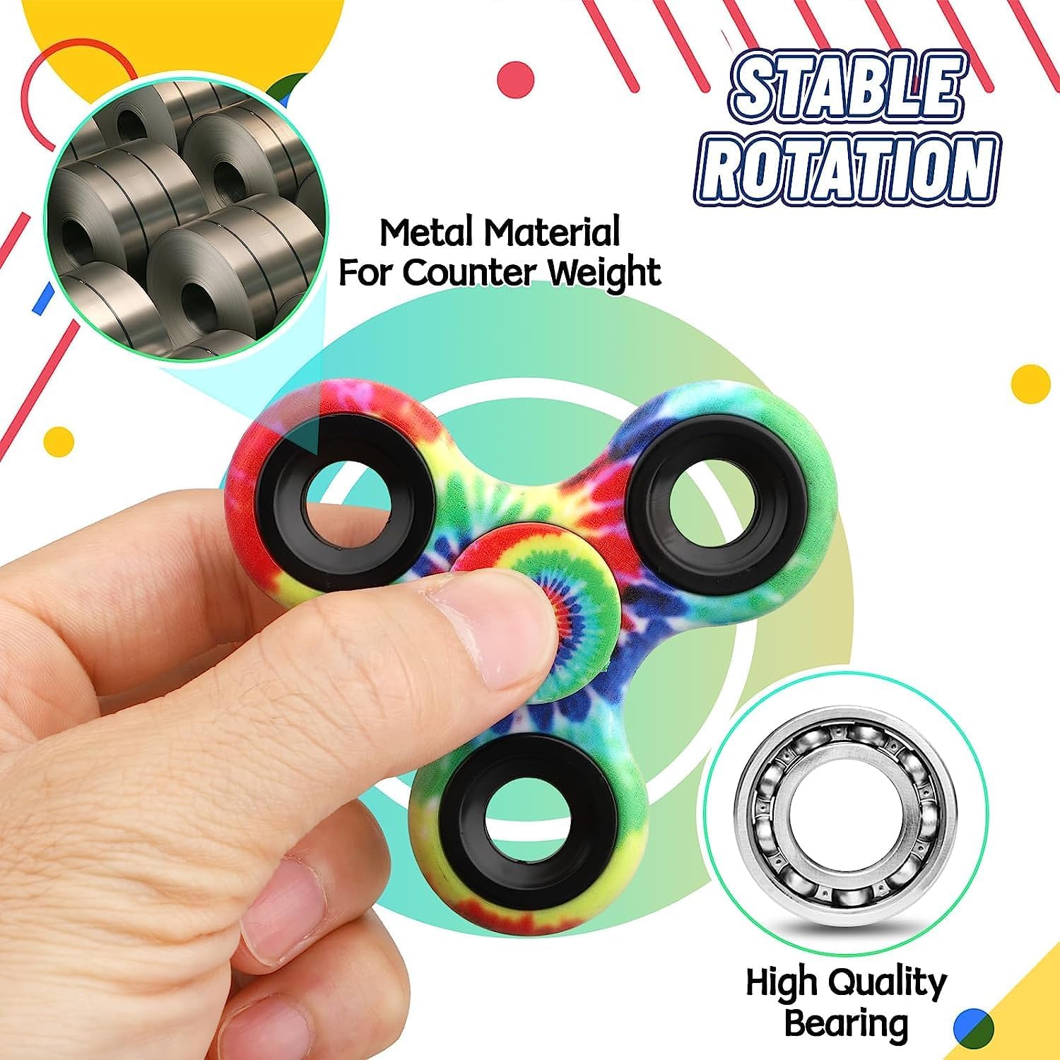 12 Pack Fidget Spinner Toy Bulk for Kids Adults, Metal Tri-Spinner Fidget Set, Hand Spinner for
