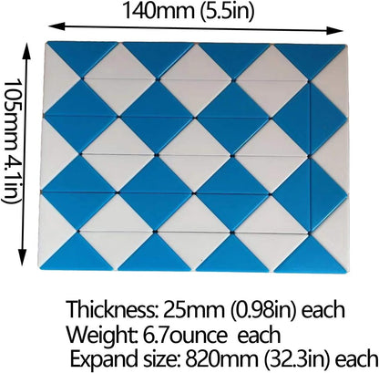 2 Pack Fidget Magic Snake Cube Puzzles Twist Ruler Speed Cubes Brain Teaser Game Toys for Kids Random Color (48 Block)