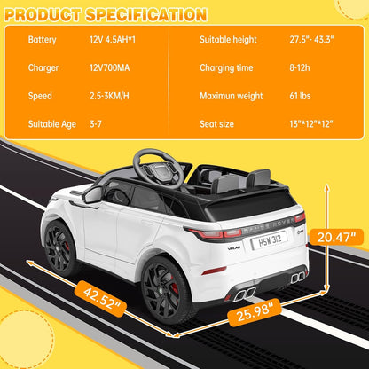 Kids Ride On Car with Remote, Licensed Land Rover Electric Car, Ride On Toys for Kids 3-8 with Mp3