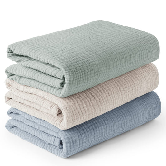 Konssy 3-Pack Muslin Baby Swaddle Blankets, 47 x 47 in Receiving Blankets
