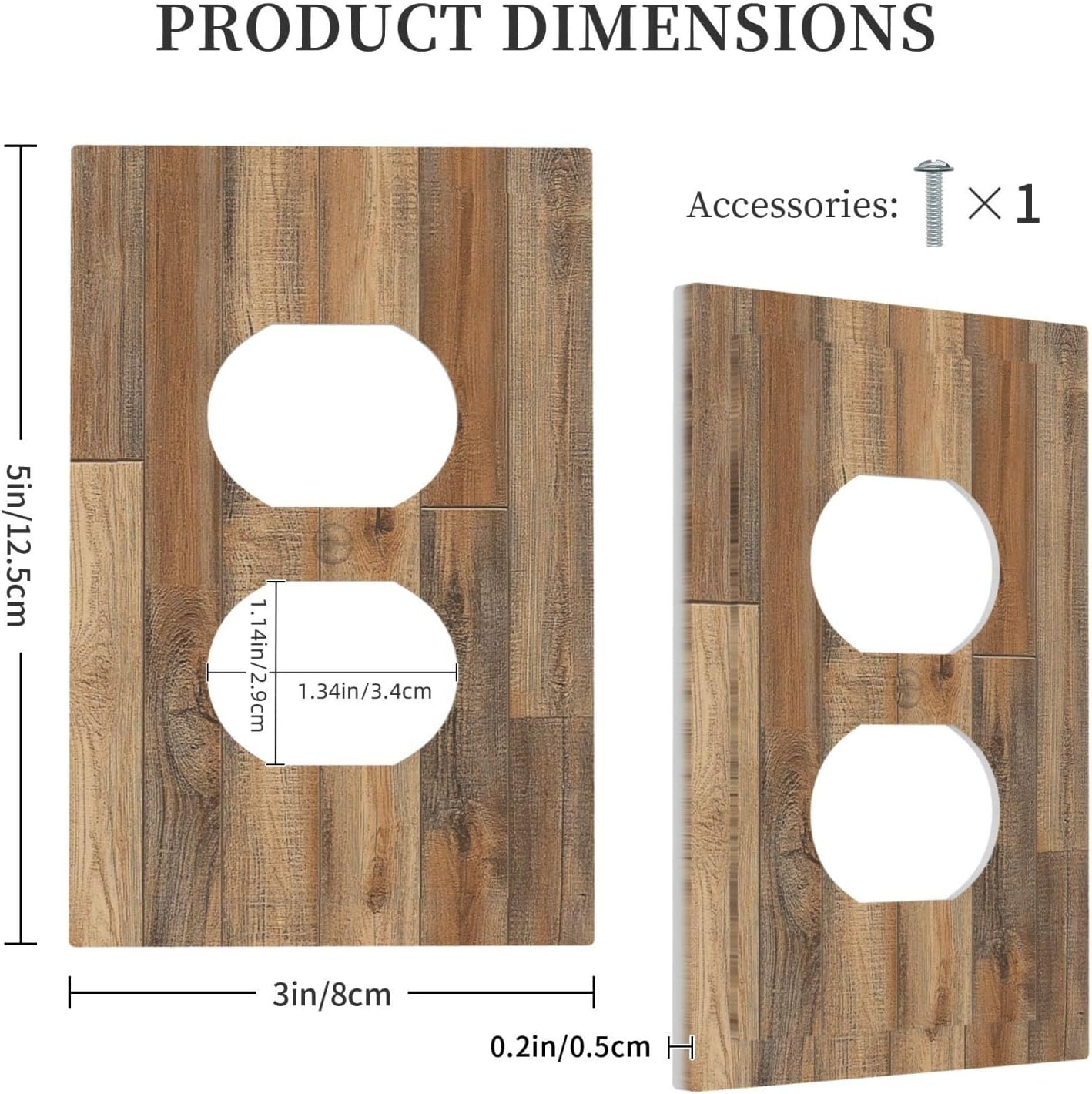Outlet Covers Retro Rustic Brown Wood Grain 1 Gang Duplex Light Switch Cover Decorative Switch