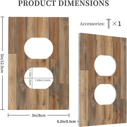 Outlet Covers Retro Rustic Brown Wood Grain 1 Gang Duplex Light Switch Cover Decorative Switch