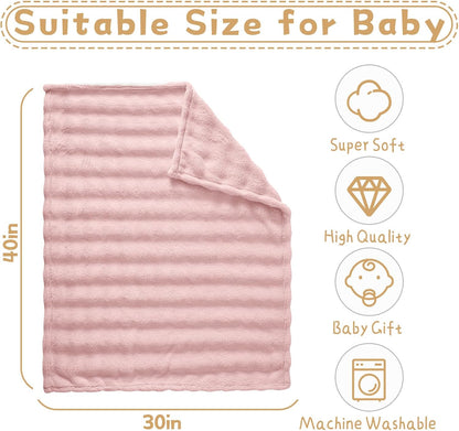 Fleece Baby Blanket for Girls Bubble Design, Warm Cozy and Fluffy Infant Newborn Toddler Small Receiving Blankets for Crib Stroller, 30x40 Inches, Pink