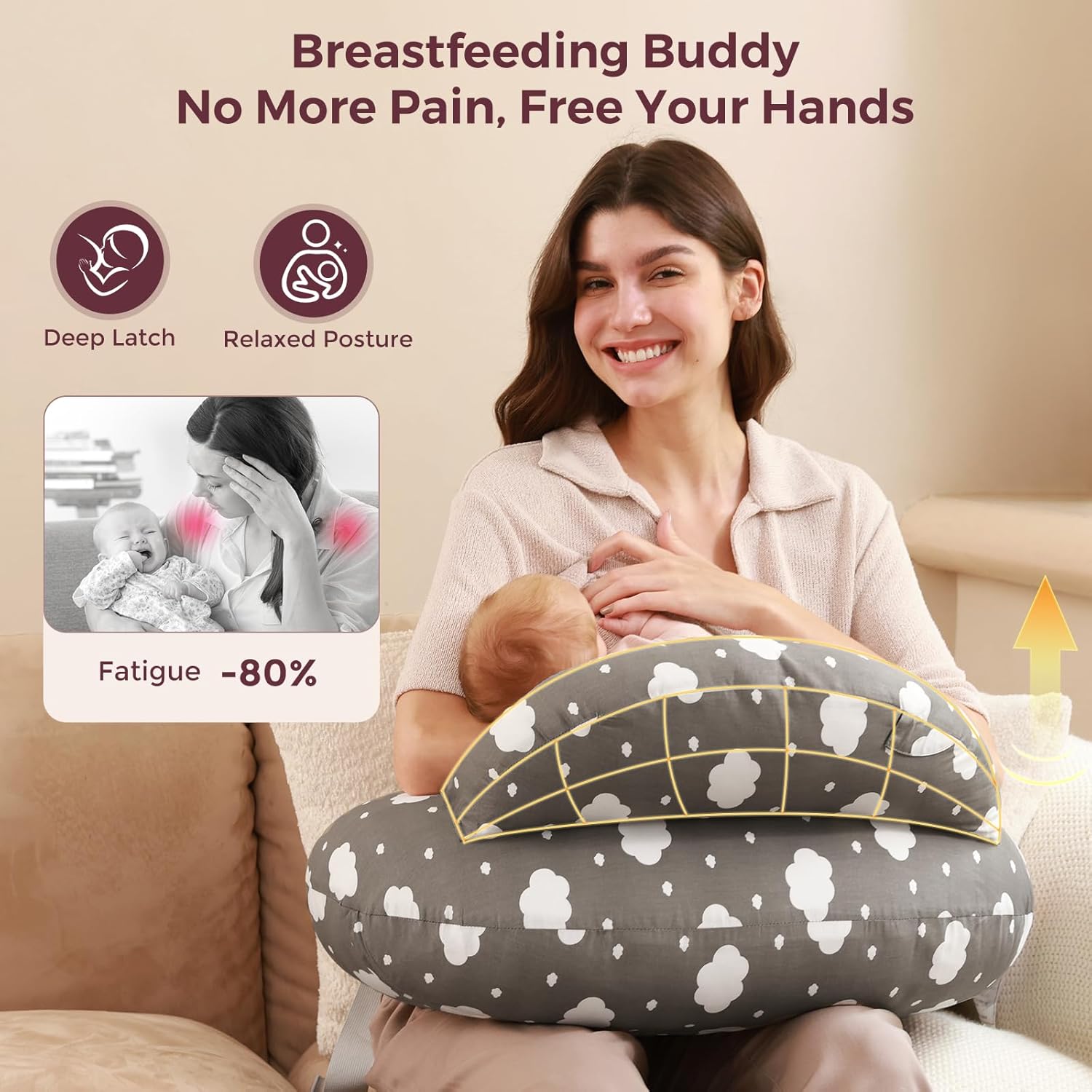 Momcozy Original Nursing Pillow for Breastfeeding-Pioneering Safety Fence- Wider Feeding Pillows