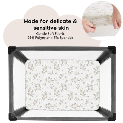 Yoofoss Pack and Play Sheets Fitted, Mini Crib Sheets 2-Pack for Pack N Play Mattress, Stretchy