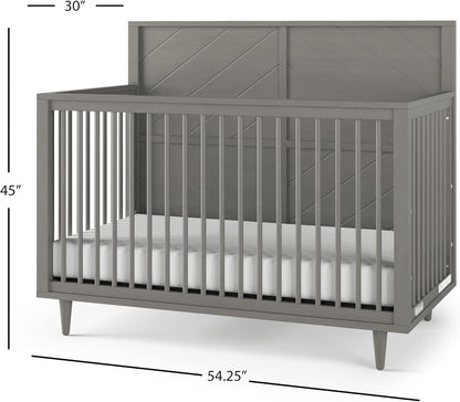 Child Craft Surrey Hill 4-in-1 Convertible Crib, Baby Crib Converts to Day Bed, Toddler Bed and Full Size Bed, 3 Adjustable Mattress Positions, Non-Toxic, Baby Safe Finish (Lunar Gray)