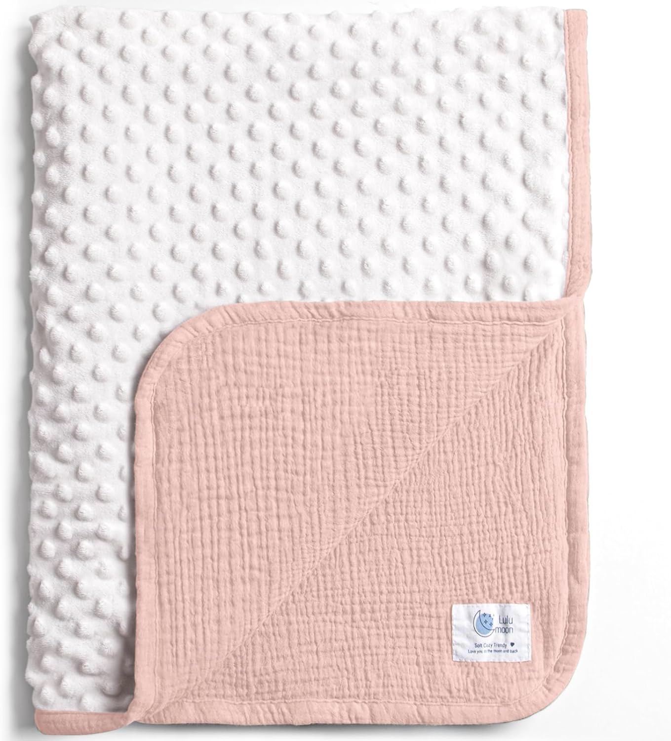 lulumoon Baby Blanket for Newborn Receiving: Minky Dot & Muslin Lightweight - Thermal Blanket Gift
