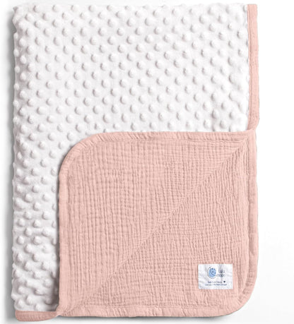 lulumoon Baby Blanket for Newborn Receiving: Minky Dot & Muslin Lightweight - Thermal Blanket Gift