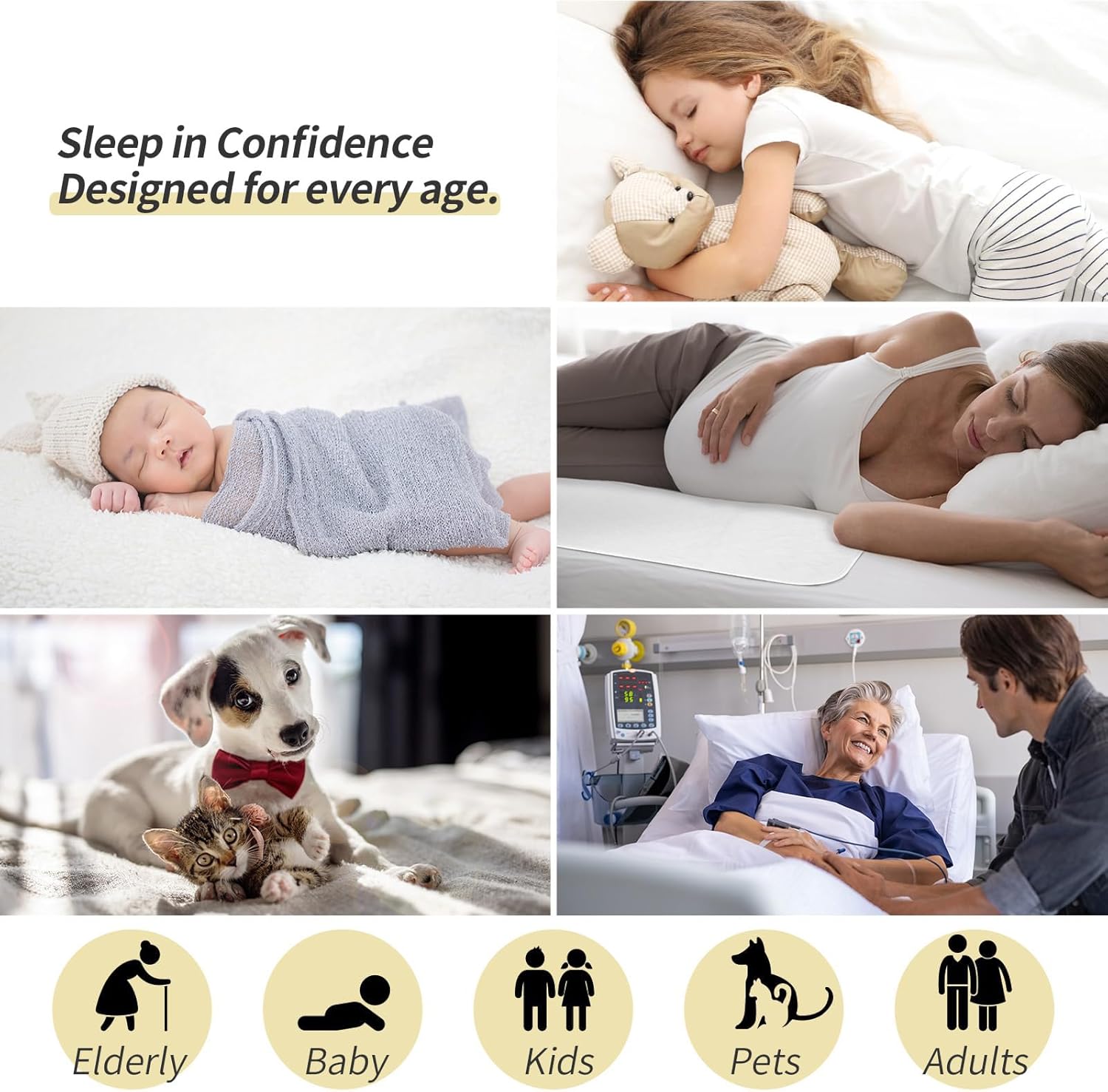 CoolShields Waterproof Bed Pads Incontinence 34'' x 36'' (2 Pack) Washable Reusable Bedwetting