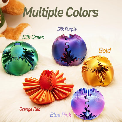 Gear Ball Fidget Toy - 3D Printed Stress Relief Spinner, Educational and Fun Gift for Kids & Adults, Durable & Eco-Friendly, Ideal for Birthday (Orang Red)