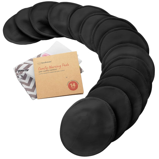 Organic Nursing Pads - 14 Washable Viscose Derived from Bamboo Breastfeeding Pads, Wash Bag
