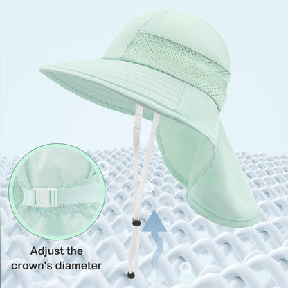 XIAOHAWANG Girls Sun Hat Baby Beach Hats Boys UPF 50+ Kids Summer Protection Cap Toddler Breathable Caps Wide Brim Neck Flap