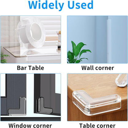 2 in x 16.4 ft,Clear Edge Protector Strip Sharp Edge Wrap Cover Tape with 6 Corners,Soft Corner Protectors Baby Proof, Furniture Corner Guard & Edge Safety, Edge Protector for Table and Fireplace