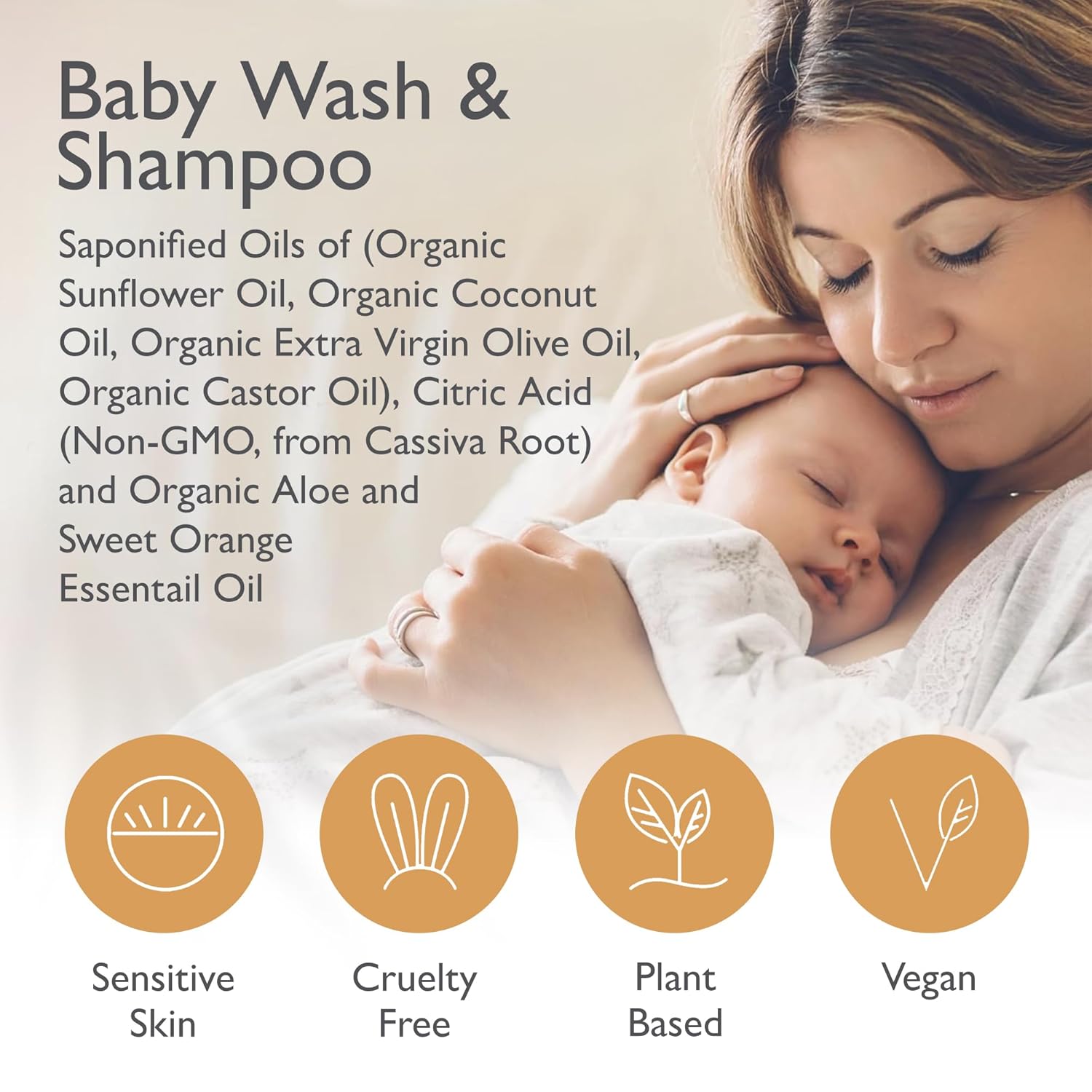 SoCal Suds & Company Baby Shampoo & Body Wash, 2-in-1 Organic Gel-Gentle Castile Soap with
