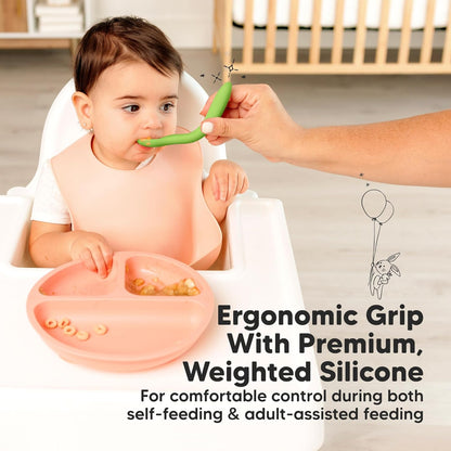 KeaBabies Silicone Baby Spoons, Self Feeding 6-12 months - 3-Pack Baby Weaning Eating Utensils, Toddler First Food Training Spoon, Infant, Kids Feeding Supplies Essential Set, Dishwasher-safe (Kea)