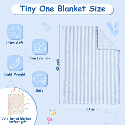 Soft Fleece Baby Blanket Ultra Cozy Blue Baby Blankets for Boys Warm and Lightweight Infant Toddler