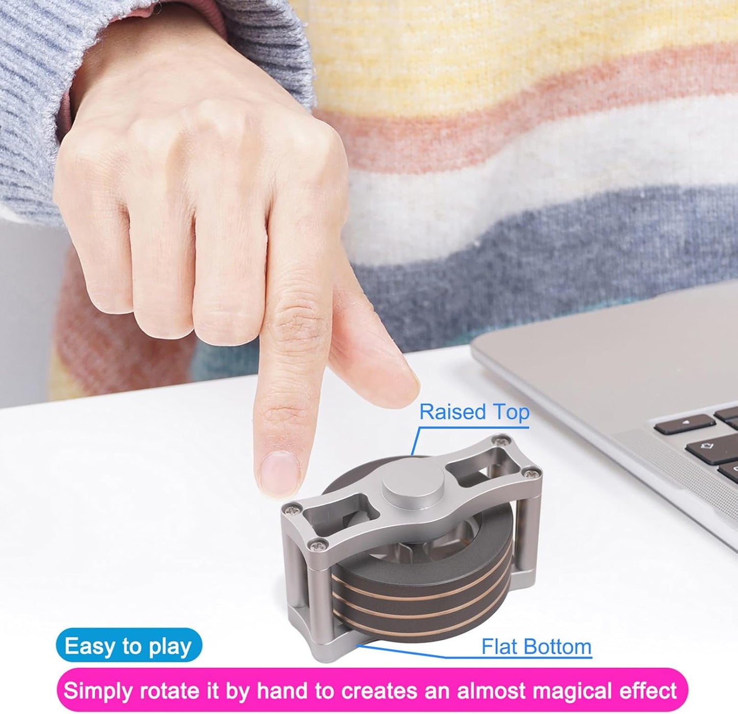 Desk-Kinetic-Toys Cool-Gadgets for Fidget: 20Mins Spinning-Tops, Cool-Stuff Figet Game for Adult Teen Children Kid, Optical-Illusion Stress Relief Gifts for Man Women Office School Home Christmas