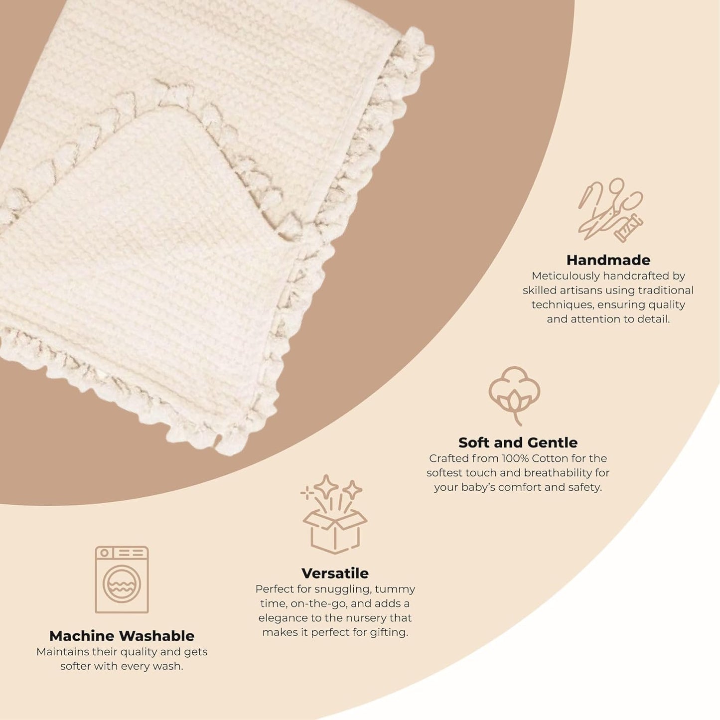 Crane Baby Birch Waffle Knit Blanket, Soft Cotton Nursery and Stroller Blanket, 100% Cotton, 36" x